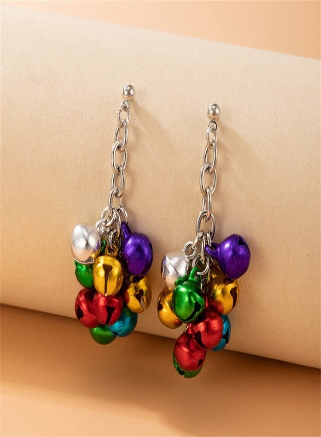 Dtja Colorful Jingle Ball Bell Tassel Dangle Earrings for Women Girls Cute Red Green Charms Drop Dangling Stud Earring Delicate Fashion Christmas Festival Holiday Jewelry Gifts for Friends - Image 4