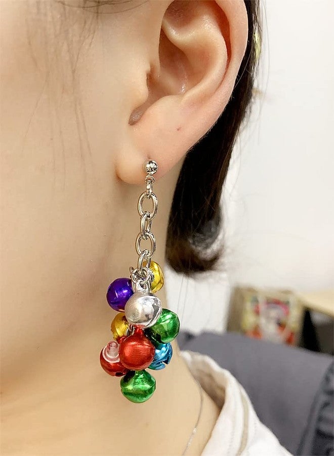 Dtja Colorful Jingle Ball Bell Tassel Dangle Earrings for Women Girls Cute Red Green Charms Drop Dangling Stud Earring Delicate Fashion Christmas Festival Holiday Jewelry Gifts for Friends - Image 2