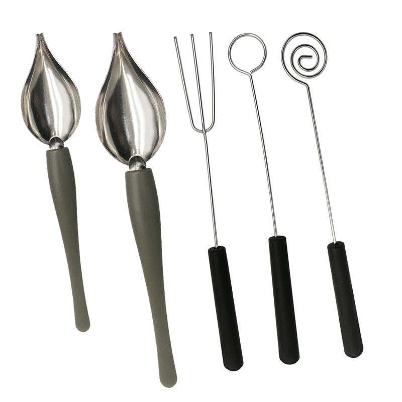 2 Pcs Drawing Decorating Spoon Set 3 Pcs Candy Dipping Tools Chocolate Fork Set Stainless Steel Chef Art Pencil Spoons Plated Decoration for Plates Cake Coffee