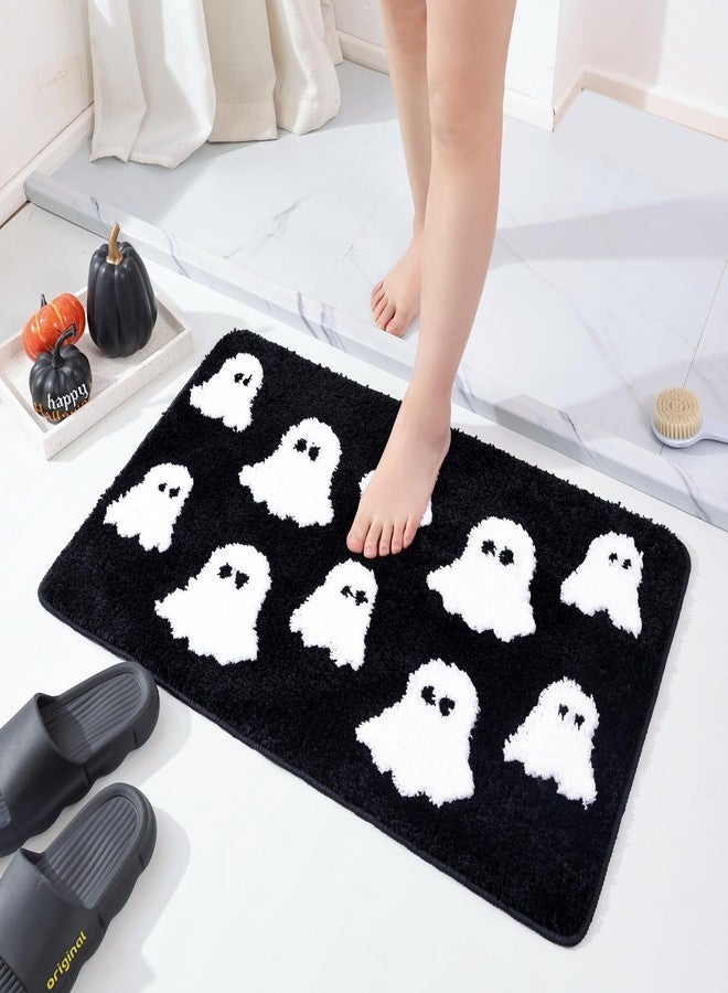 TRUEDAYS Halloween Bath Mat - Spooky Ghost Gothic Bathroom Rug Non Slip - Cute Shower Mat for Bedroom Living Room Decor - Image 2