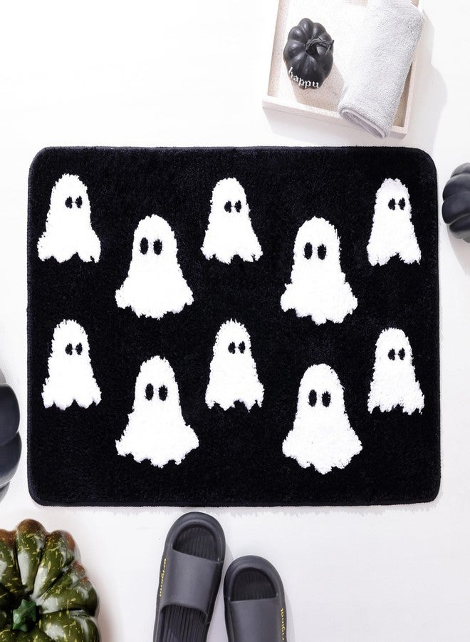 TRUEDAYS Halloween Bath Mat - Spooky Ghost Gothic Bathroom Rug Non Slip - Cute Shower Mat for Bedroom Living Room Decor - Image 1