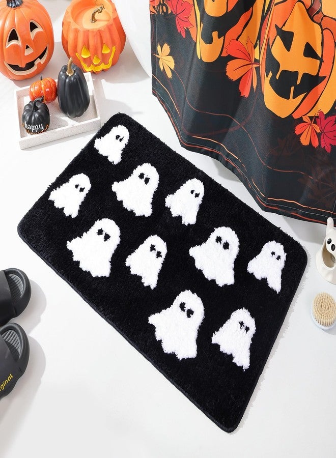 TRUEDAYS Halloween Bath Mat - Spooky Ghost Gothic Bathroom Rug Non Slip - Cute Shower Mat for Bedroom Living Room Decor - Image 5