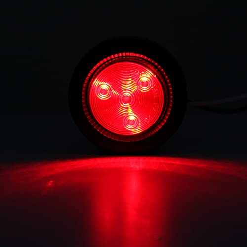 Jamarco 10Pcs 2 Inch Round LED Side Marker Clearance Lights for Trailers, 5 Amber and 5 Red Sealed 2 Round LED Trailer Marker Lights 4 LEDs w/Rubber Grommet Flush Mount 2 Wire Pigtails Truck RV Waterproof - Image 4