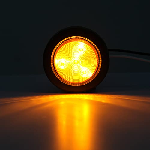 Jamarco 10Pcs 2 Inch Round LED Side Marker Clearance Lights for Trailers, 5 Amber and 5 Red Sealed 2 Round LED Trailer Marker Lights 4 LEDs w/Rubber Grommet Flush Mount 2 Wire Pigtails Truck RV Waterproof - Image 3