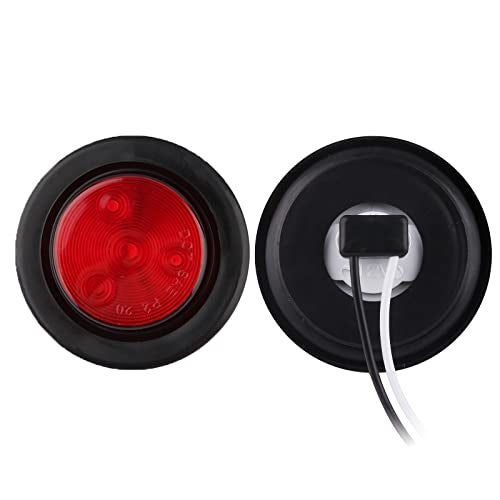 Jamarco 10Pcs 2 Inch Round LED Side Marker Clearance Lights for Trailers, 5 Amber and 5 Red Sealed 2 Round LED Trailer Marker Lights 4 LEDs w/Rubber Grommet Flush Mount 2 Wire Pigtails Truck RV Waterproof - Image 5