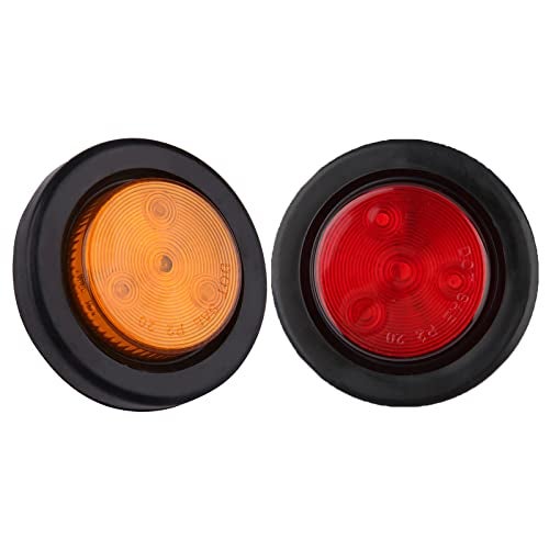 Jamarco 10Pcs 2 Inch Round LED Side Marker Clearance Lights for Trailers, 5 Amber and 5 Red Sealed 2 Round LED Trailer Marker Lights 4 LEDs w/Rubber Grommet Flush Mount 2 Wire Pigtails Truck RV Waterproof - Image 2