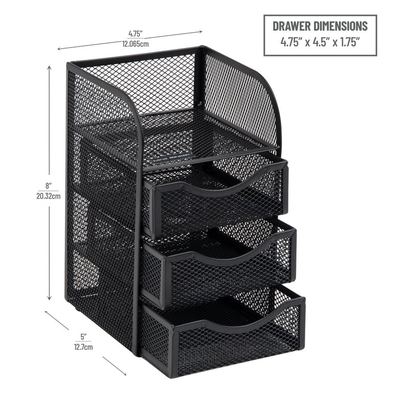 Mind Reader Desktop Accessory Storage, Paper Binder Clip Basket, Workspace, Office, Metal Mesh, 4.75"L x 5"W x 8"H, Black - Image 3