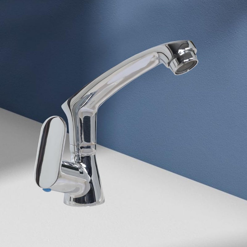 Asiatique Pillar Cock with Casted Spout Kite Series Premium Brass Bathroom Kitchen Faucet in Silver Chrome Durable LongLasting Modern Design for Stylish Sinks - Image 1