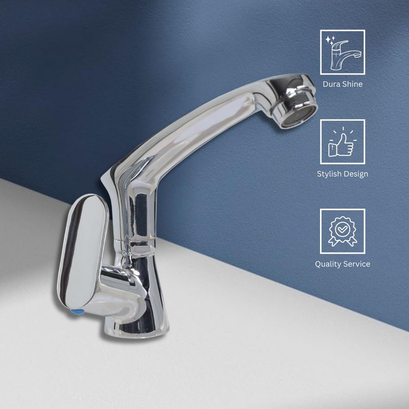 Asiatique Pillar Cock with Casted Spout Kite Series Premium Brass Bathroom Kitchen Faucet in Silver Chrome Durable LongLasting Modern Design for Stylish Sinks - Image 3