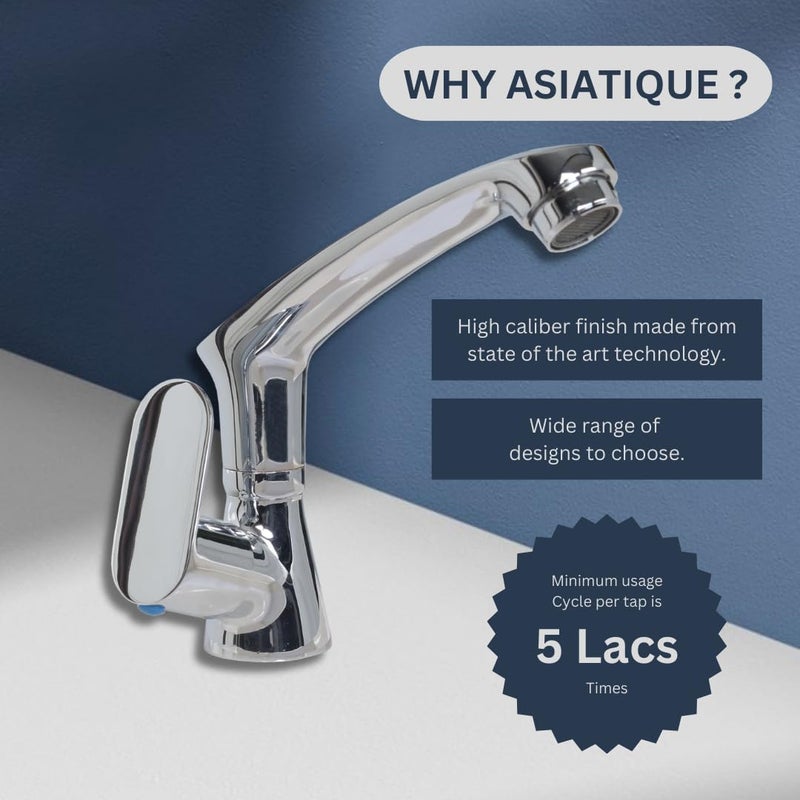 Asiatique Pillar Cock with Casted Spout Kite Series Premium Brass Bathroom Kitchen Faucet in Silver Chrome Durable LongLasting Modern Design for Stylish Sinks - Image 5
