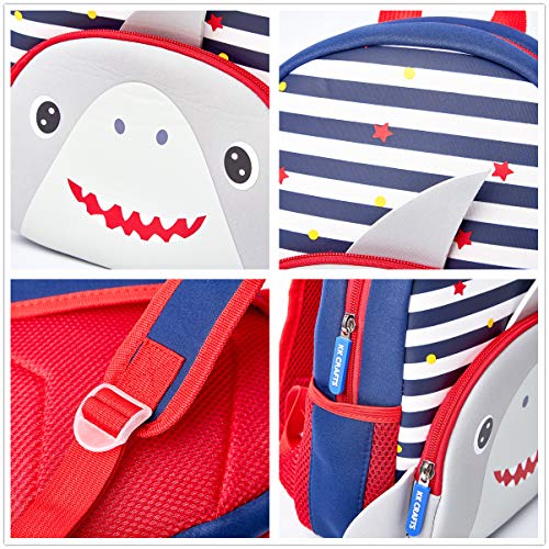 KK CRAFTS Preschool Backpack Toddler Neoprene Animal Schoolbag Lunch backpack for Kids Boys Girls(Grey Shark) - Image 4