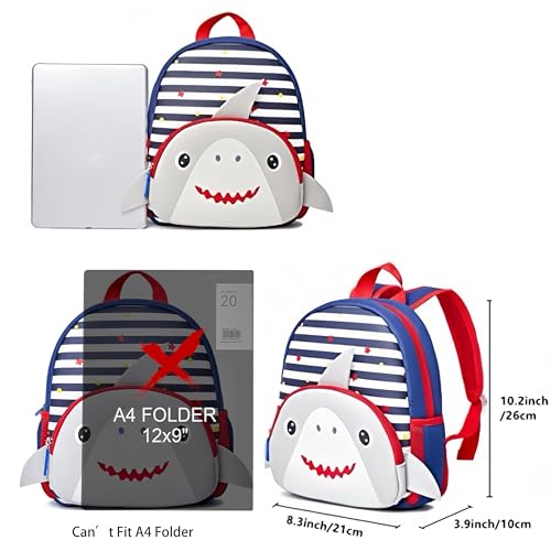 KK CRAFTS Preschool Backpack Toddler Neoprene Animal Schoolbag Lunch backpack for Kids Boys Girls(Grey Shark) - Image 3