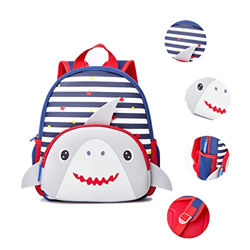 KK CRAFTS Preschool Backpack Toddler Neoprene Animal Schoolbag Lunch backpack for Kids Boys Girls(Grey Shark) - Image 5