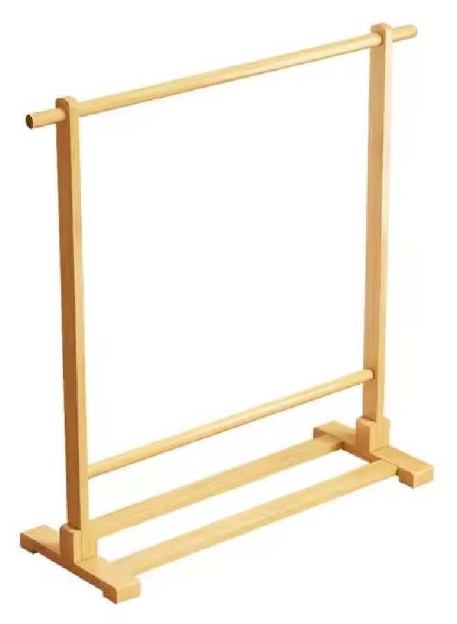 keke Natural Wood Coat Rack Wide with Side Hook & Thick Rod Minimalist Clothes Organizer with Bottom Shelf Storage Size 120cm 163cm 40cm  - Image 4
