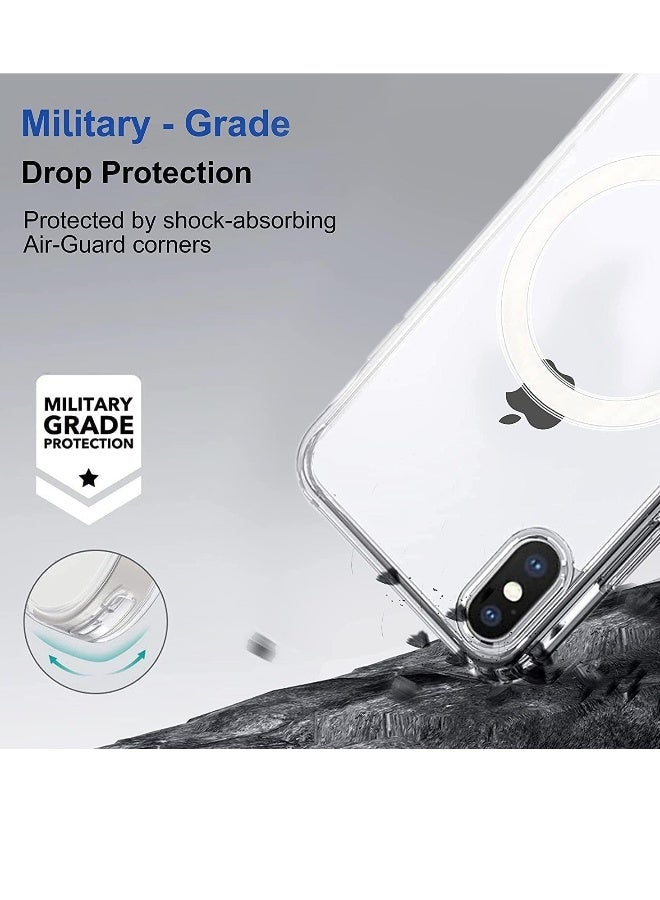 DUSALA iPhone Xs Max Clear Magnetic Cover MagSafe Compatible Hybrid Protective Crystal Clear Hard Back Case Shockproof Silicone Frame Slim Transparent Case for Apple iPhone Xs Max - Image 5