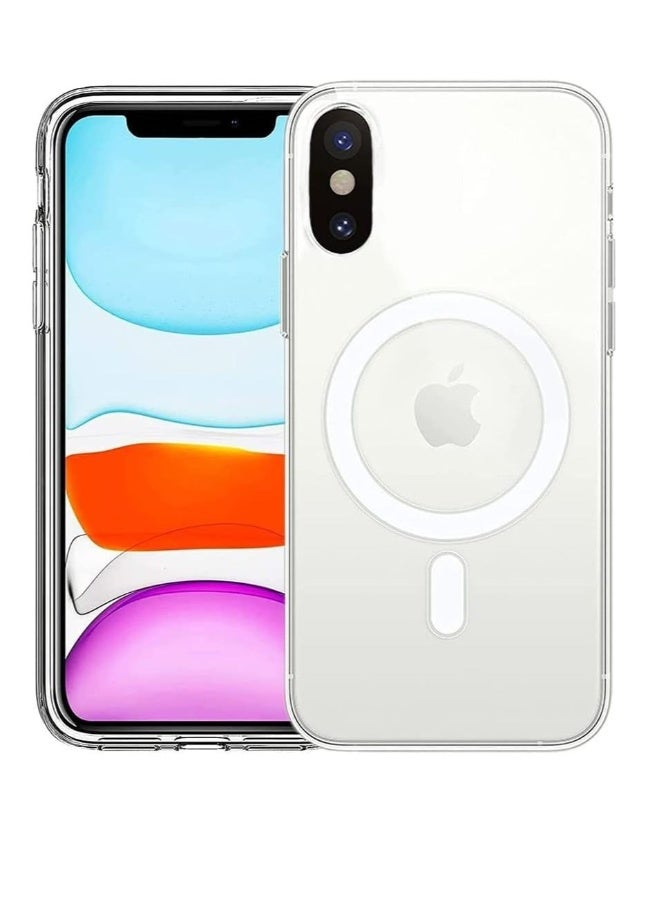 DUSALA iPhone Xs Max Clear Magnetic Cover MagSafe Compatible Hybrid Protective Crystal Clear Hard Back Case Shockproof Silicone Frame Slim Transparent Case for Apple iPhone Xs Max - Image 1