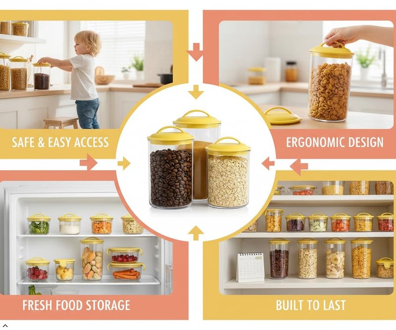 Reston Lloyd Calypso Basics by Reston Lloyd Acrylic Storage Canisters, Set of 3, Orange - Image 1