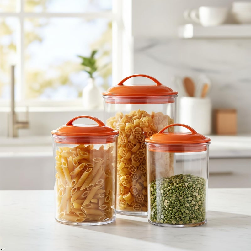 Reston Lloyd Calypso Basics by Reston Lloyd Acrylic Storage Canisters, Set of 3, Orange - Image 3