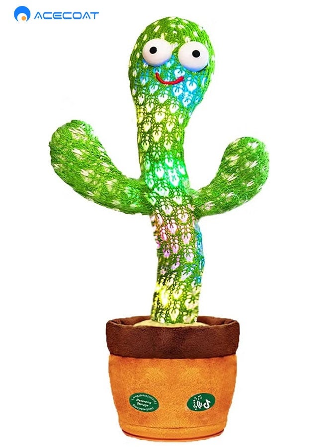 ACECOAT Dancing Cactus Toy - Talking Cactus Toys for Boys and Girls Singing Cactus Toy Repeat What You Say Dancing Cactus Mimicking Toy with LED English Sing Talking Musical Toys - Image 1