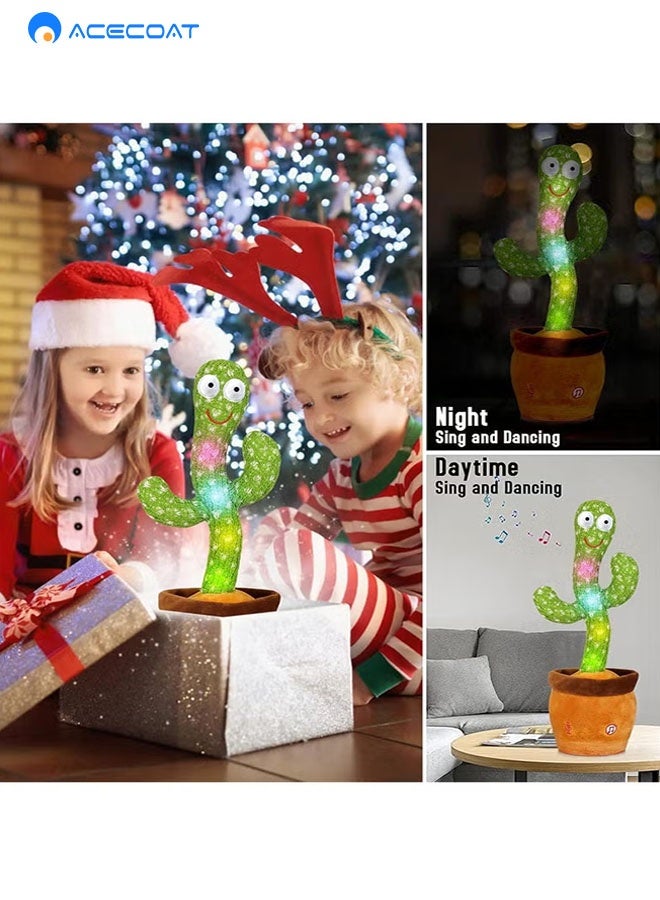 ACECOAT Dancing Cactus Toy - Talking Cactus Toys for Boys and Girls Singing Cactus Toy Repeat What You Say Dancing Cactus Mimicking Toy with LED English Sing Talking Musical Toys - Image 5