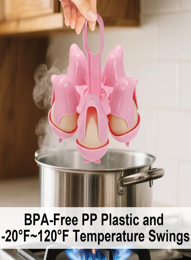 Asltw Dolphin Boiled Egg Holder - Cute 3-in-1 Egg Cooker Rack for Boiling, Serving & Storing Eggs, BPA-Free Kitchen Gadget Holds 5-10 Eggs, Fun Gift for Kids & Families (Pink) - Image 5