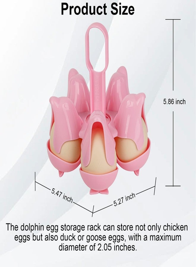 Asltw Dolphin Boiled Egg Holder - Cute 3-in-1 Egg Cooker Rack for Boiling, Serving & Storing Eggs, BPA-Free Kitchen Gadget Holds 5-10 Eggs, Fun Gift for Kids & Families (Pink) - Image 2