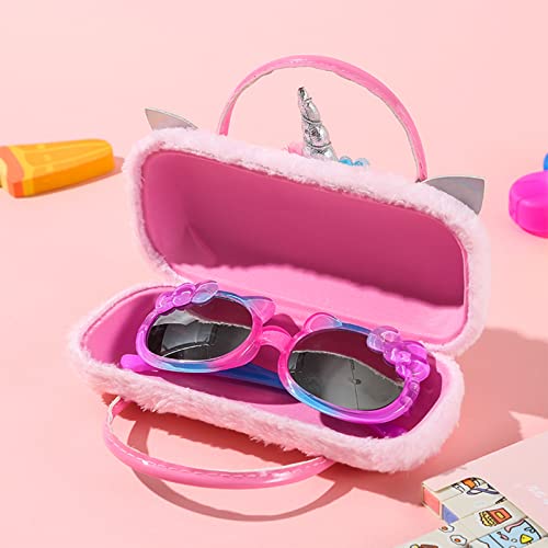 Hifot Plush Unicorn Hard Eyeglass Case, Portable Sunglasses Pouch with Handle Cute Glasses Case Makeup Storage Bag for Kids, Women - Image 5