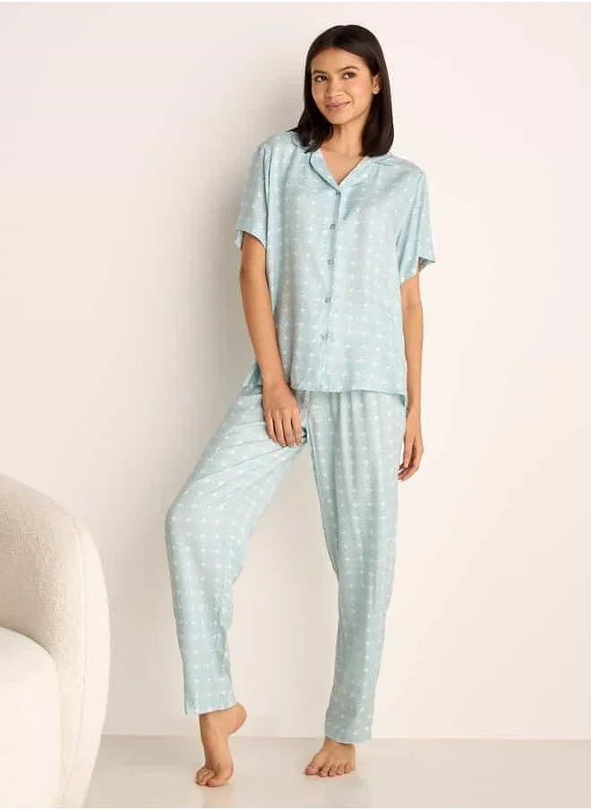 فاف Printed Shirt with Pyjama and Eye Mask