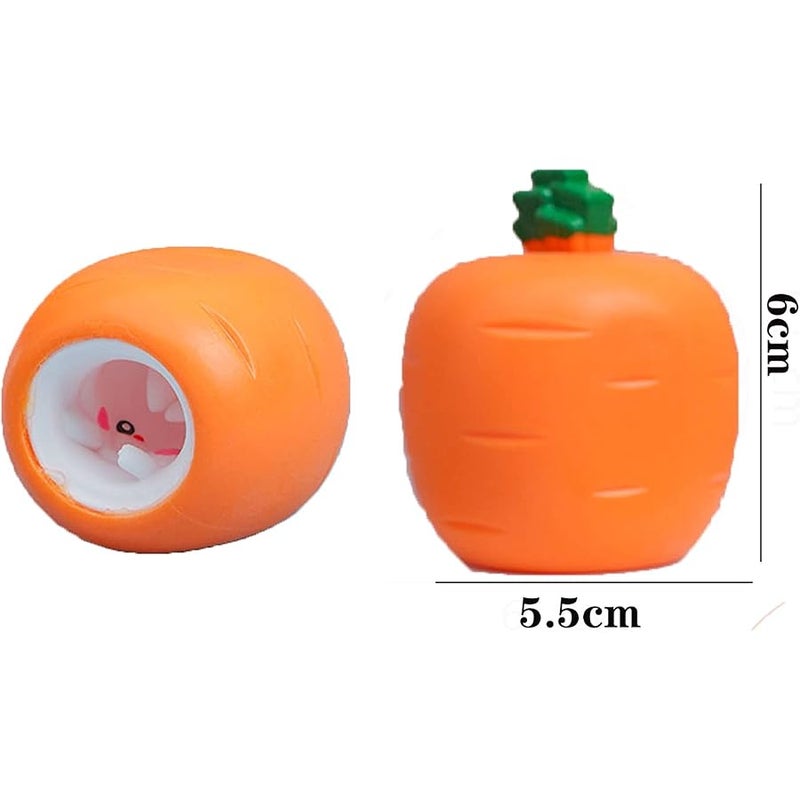 3 PCS Set Squeeze Toys Squishes Carrot Rabbit Fidget Toys Pop Up Squishy Rabbit in Carrot Stress Relief for Kids & Adult Tricky Funny Novelty Toy, Ideal Easter Gift - Image 5