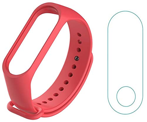 VEROX Replacement Strap Compatible with Mi Band 3 Red Color Replacement Strap, Replacement Strap Band for Mi Band 3 Accessories with Screen Protector(Not for Mi Band 2/ HRX Edition) - Image 1