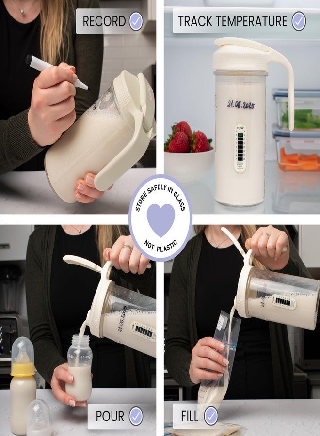 Masontops Breast Milk Storage Kit - 24oz Airtight Mason Jar with Handle, Marker & Stick-on Thermometer for New Moms - Image 3