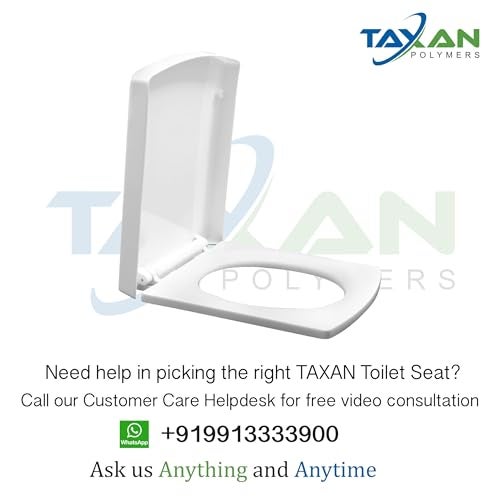 TAXAN POLYMERS TAXAN Plastic Toilet Seat Cover with Soft Closer Mechanism- Square Commode Seat Cover – with Sleek Design & Easy Installation with Installation Kit (44cm x 35cm, White) - Image 3