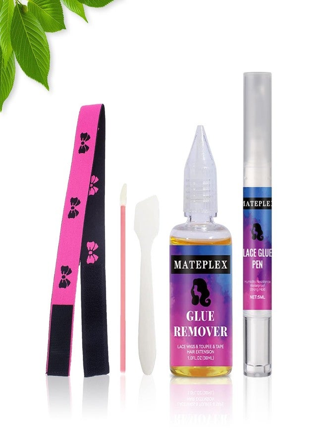 MATEPLEX Extreme Hold Lace Glue Pen and Glue Remover Kit for Lace Wig Invisible Waterproof Hair Bonding Adhensives Tape in Extension Remover Set Free Accessories Included Rush and Hair Band(5 PCs) - Image 1