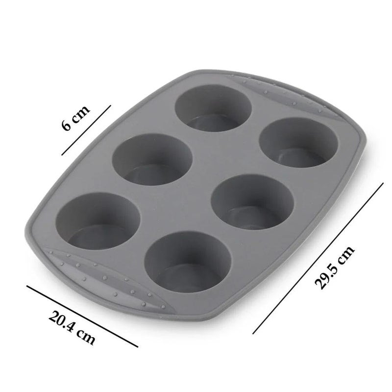 Black Silicone Muffin Tray - Thermal-Resistant Baking Mold with Flexible Structure, Dishwasher Safe, No Sticking, Perfect for 6 Cupcakes at Once - Image 2