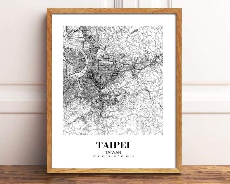 Eleville 13X19 Unframed Taipei Taiwan City View Abstract Road Modern Map Art Print Poster Wall Office Home Decor Minimalist Line Art Hometown Housewarming wgn506 - Image 2