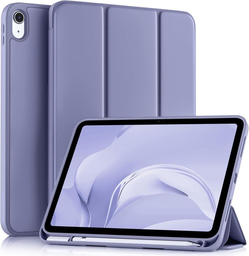 CERLINK iPad Case Cover (A16) 11th/10th Generation (2025/2022)-Auto Sleep/Wake Cover Pencil Holder Soft Flexible Case Recoil Series for Apple iPad 10th/11th Gen (Light Purple) - Image 1