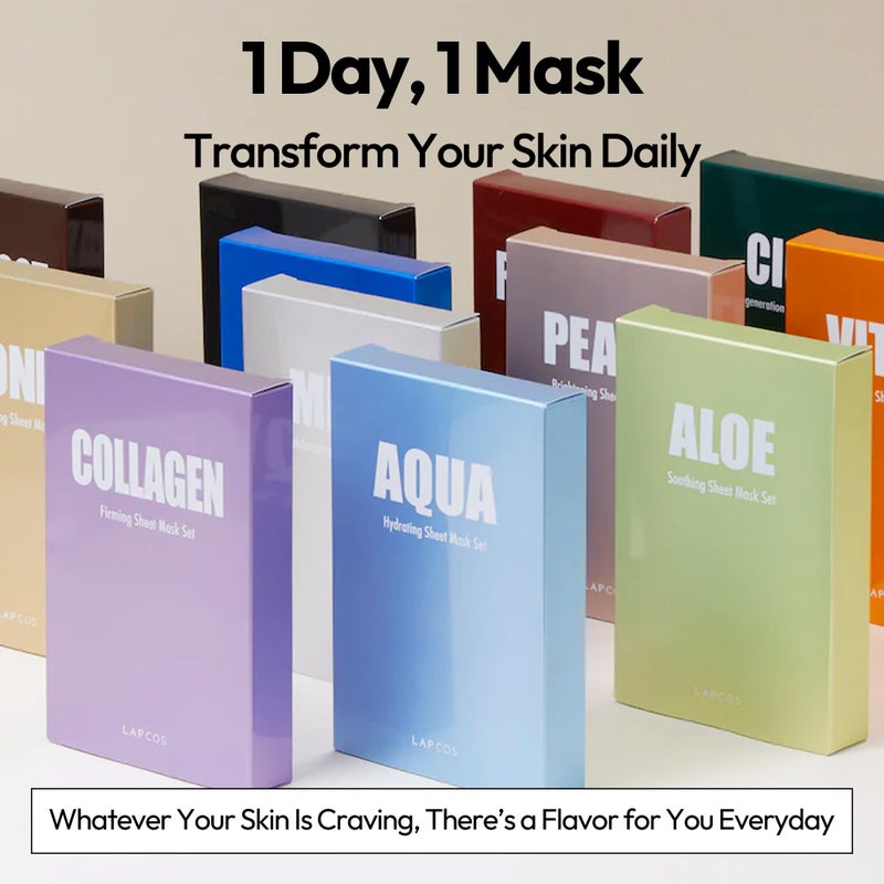 LAPCOS Collagen Sheet Mask, Firming Daily Face Mask with Collagen Peptides for Anti-Aging, Helps to Minimize Wrinkles, Restores Skin Elasticity & Firmness, Hydrating, Korean Beauty, 5-Pack - Image 5