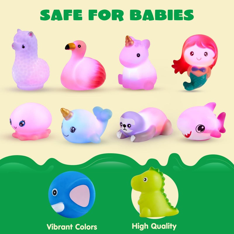 JOYIN 12 PCS Light Up Bath Toys, Toddler Flashing Colourful LED Bathtub Mermaid Toy, Baby Bathtime Floating Rubber Shower Gifts for Infant Kids Boy Girl Valentines Easter Gifts Swimming Pool Party - Image 5