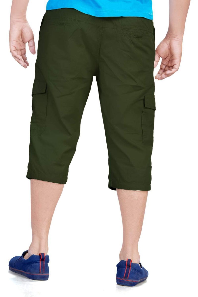 0-DEGREE Men's Regular Fit Three Quarter Shorts Olive 40 Inch Waist - Image 2