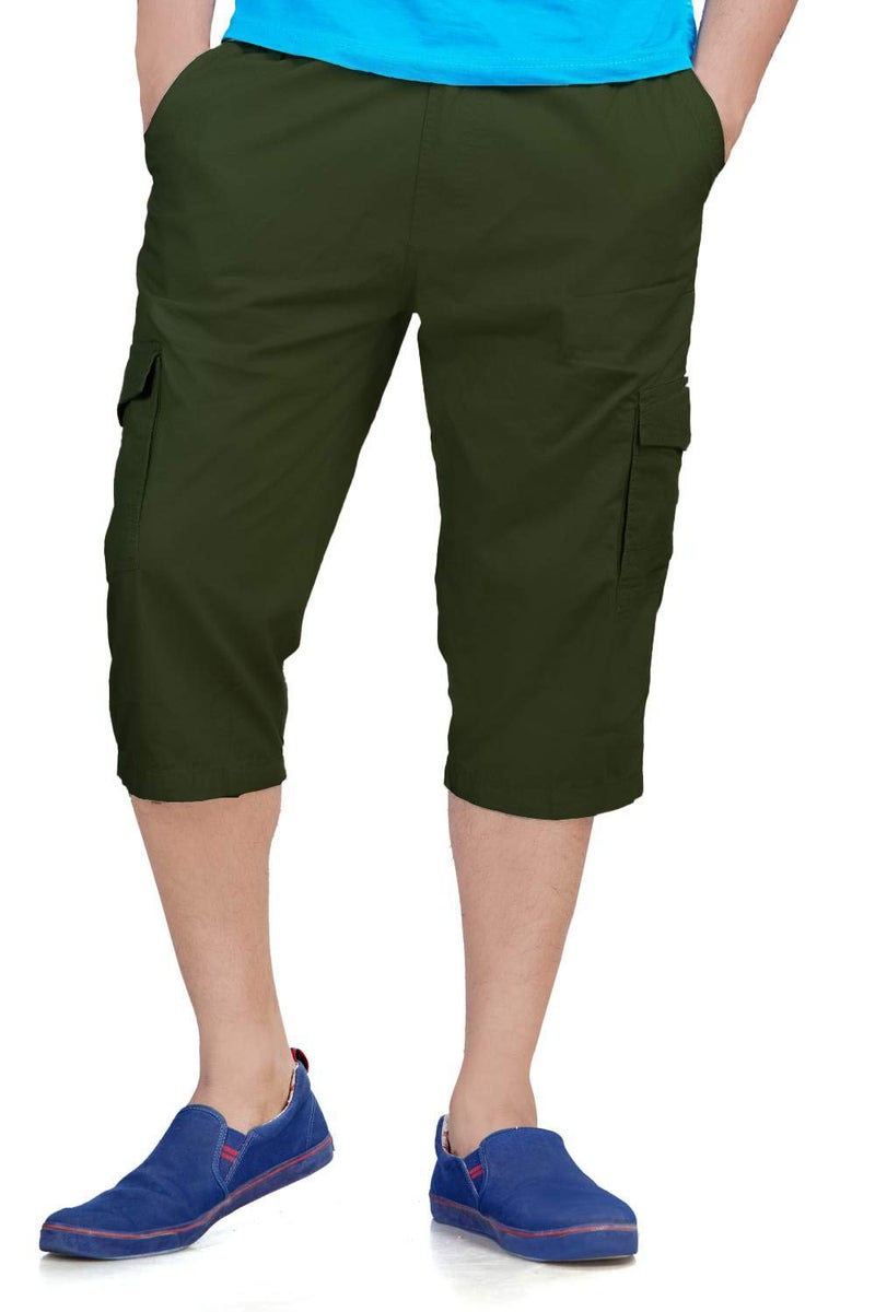 0-DEGREE Men's Regular Fit Three Quarter Shorts Olive 40 Inch Waist - Image 5