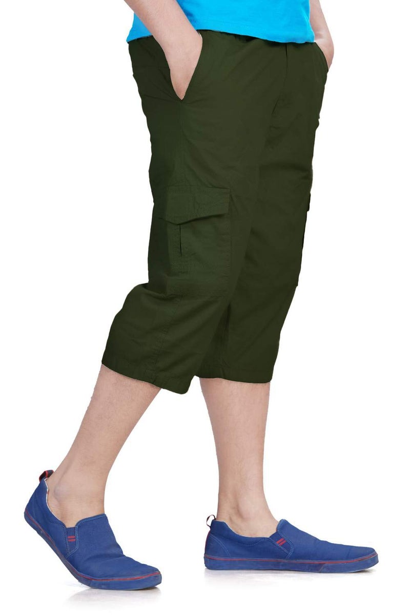 0-DEGREE Men's Regular Fit Three Quarter Shorts Olive 40 Inch Waist - Image 3