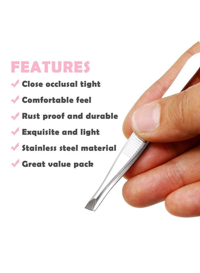 adbeni Slant Tip Tweezer For Hair Removal & Eyebrows Pack Of 12 Hair Plucker Set - Image 4