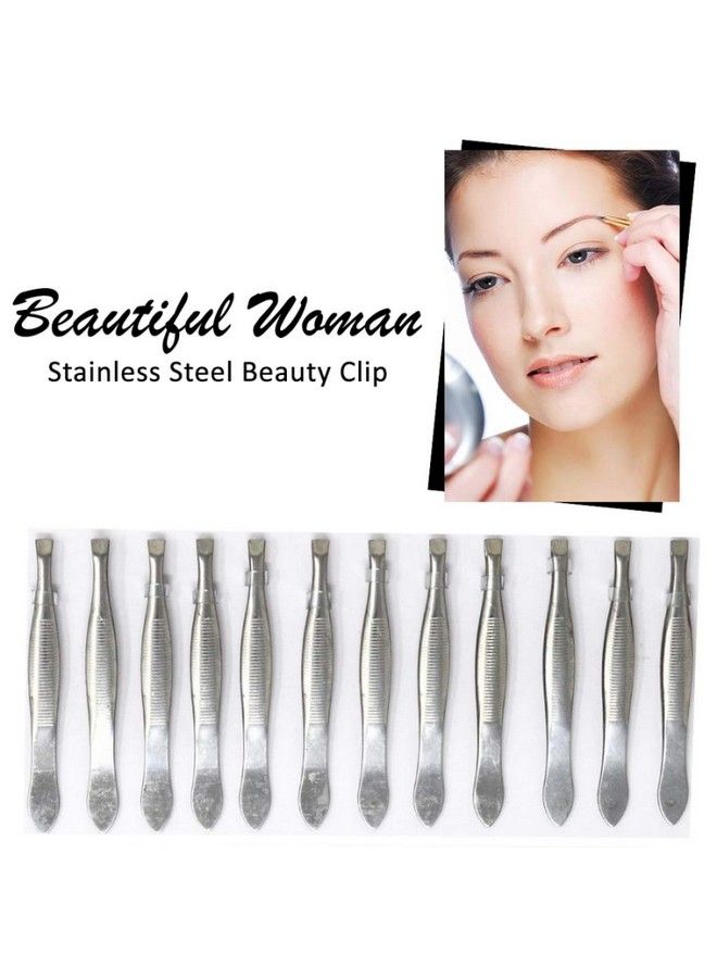 adbeni Slant Tip Tweezer For Hair Removal & Eyebrows Pack Of 12 Hair Plucker Set - Image 3