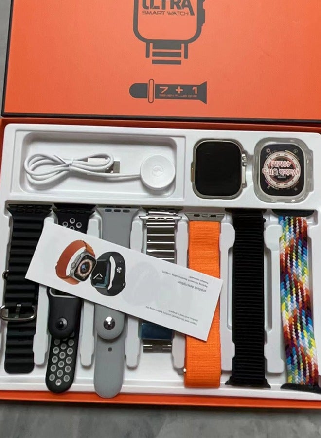 ULHYC Smart Watch ULTRA Ultra Max 7 + 1 Deluxe Edition Waterproof IP67 With Health Fitness Tracker Sport Watch Supports NFC 7 addition Replacement Band49MM-Multicolour - Image 1