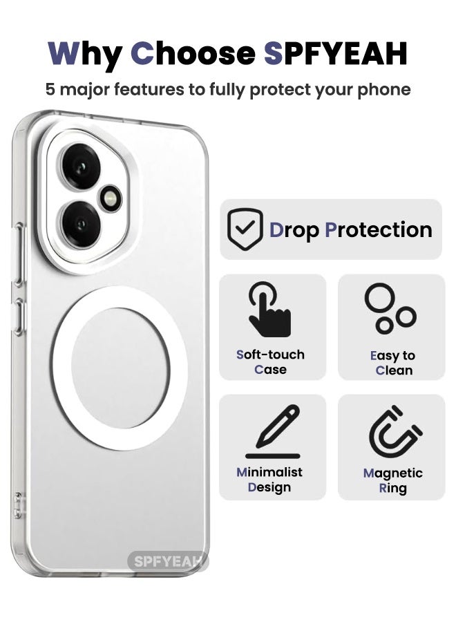 SPFYEAH [2-in-1] Honor 400 Case with HD Tempered Glass Screen Protector, [Anti-Drop Shockproof][Anti-Slip][No Yellowing][Skin Friendly] Slim Hard Frosted Case for Honor 400 5G 6.55 inch, White - Image 3