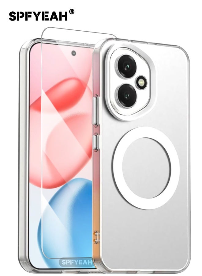 SPFYEAH [2-in-1] Honor 400 Case with HD Tempered Glass Screen Protector, [Anti-Drop Shockproof][Anti-Slip][No Yellowing][Skin Friendly] Slim Hard Frosted Case for Honor 400 5G 6.55 inch, White - Image 1