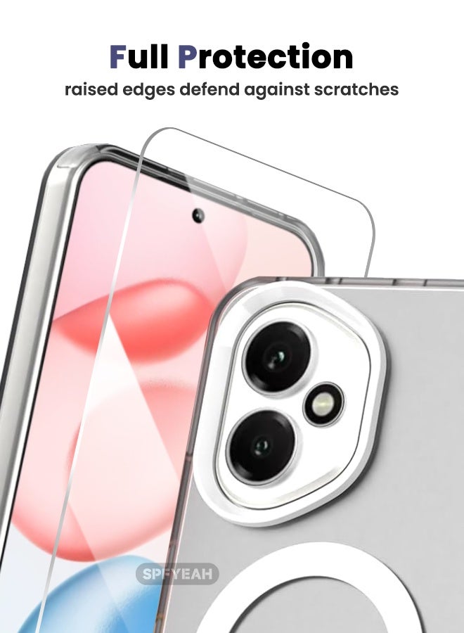 SPFYEAH [2-in-1] Honor 400 Case with HD Tempered Glass Screen Protector, [Anti-Drop Shockproof][Anti-Slip][No Yellowing][Skin Friendly] Slim Hard Frosted Case for Honor 400 5G 6.55 inch, White - Image 5