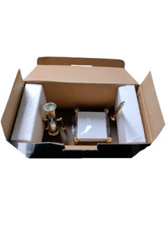 Vitacelli Wood Based Pen Stand with Three Minute Sand Timer and Card Holder Brown And Gold  - Image 4