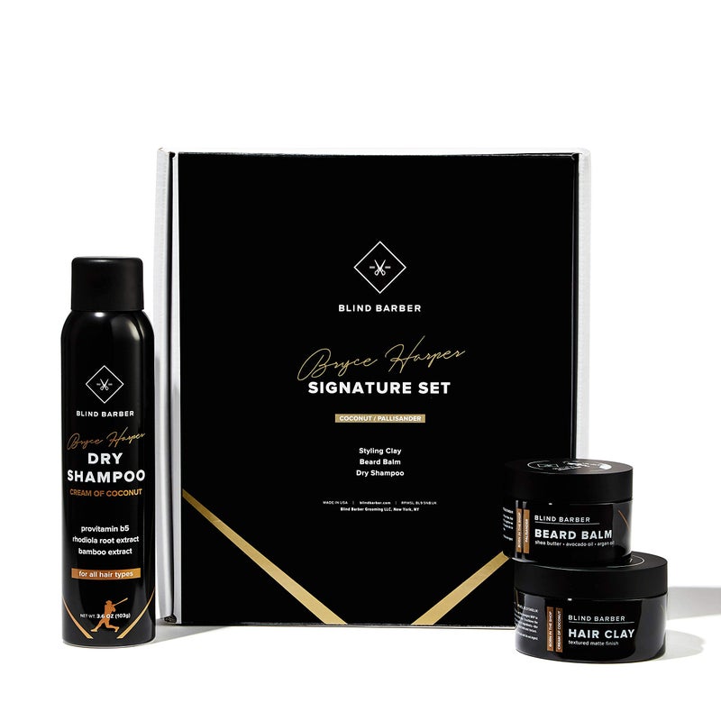 Blind Barber Bryce Harper Signature Series Gift Set - Menâ€™s Hair, Beard & Grooming Kit with Dry Shampoo, Beard Balm, & Hair Clay Styling Paste for Men (3 Piece Set) - Image 2