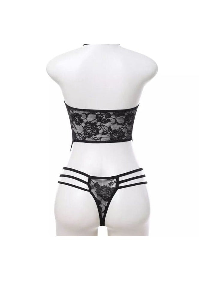 هنادى لانجيري حريمي دانتيل وان سايز حتى 75 كيلو لون اسود - Image 2